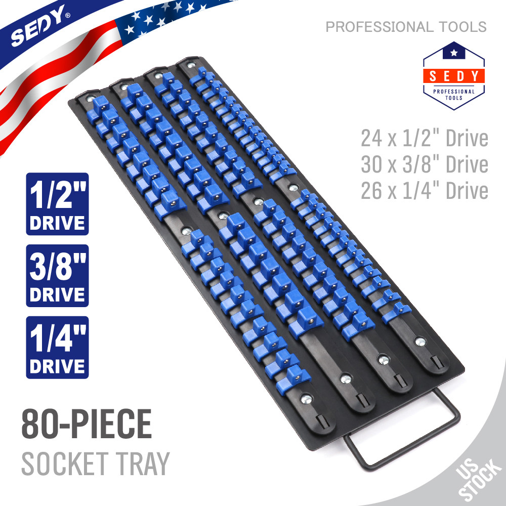 80 Socket Organizer Storage Rail Rack Holder Industrial ABS Mountable 1/4 3/81/2 gallery