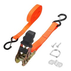 Ratchet Straps, 1663lbs Break Strength, 26.25ft x 1in Tie Down Strap Set, Orange