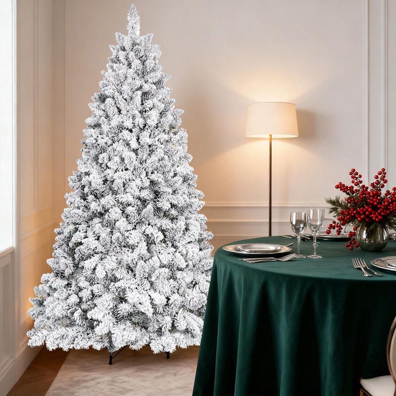 7 ft Snow Flocked Artificial Full Christmas Tree Pine Tree with 1124 Branch Tips gallery
