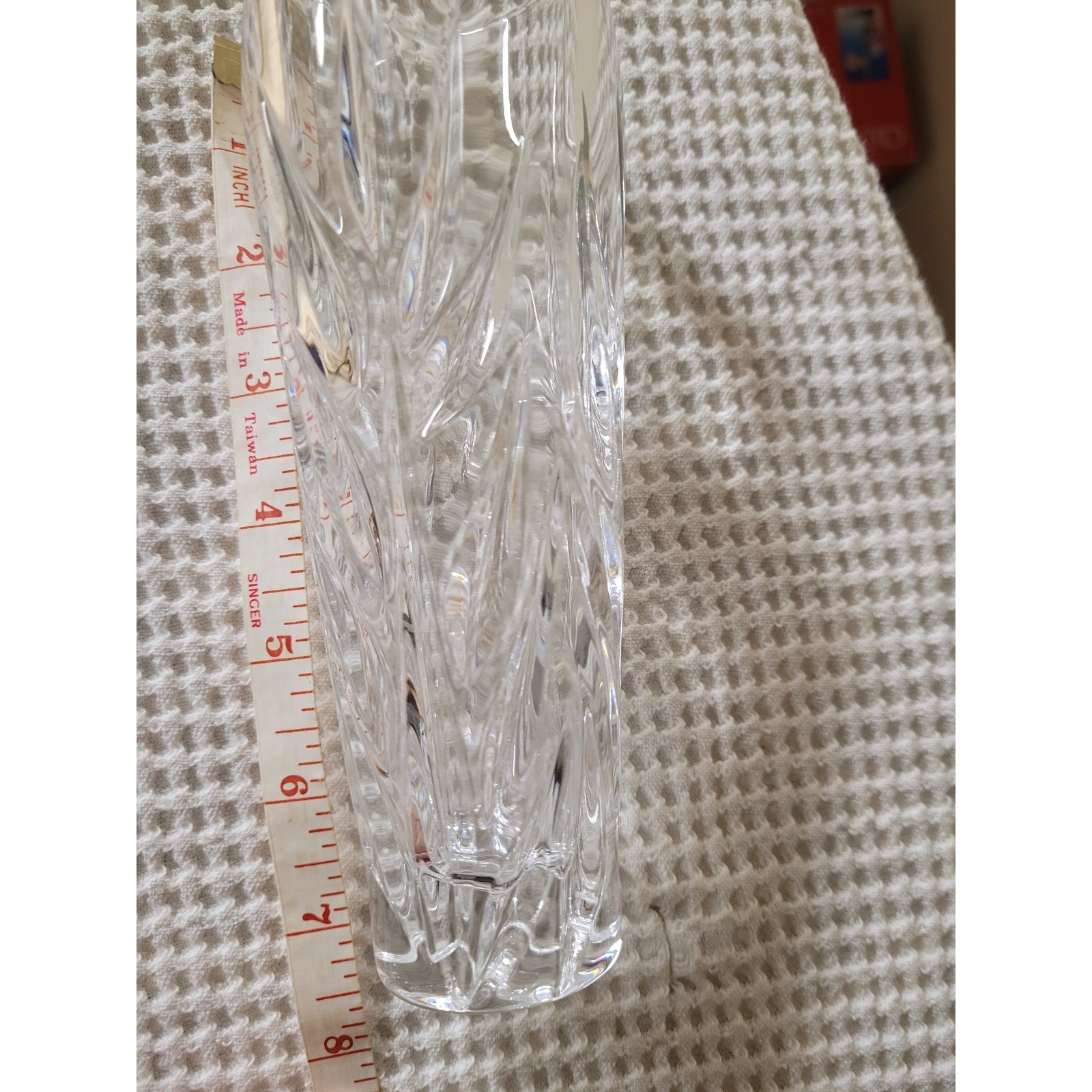 Lead Crystal Bud Vase 8 Inch Tall Flame Pattern Bohemia Mikasa Style gallery