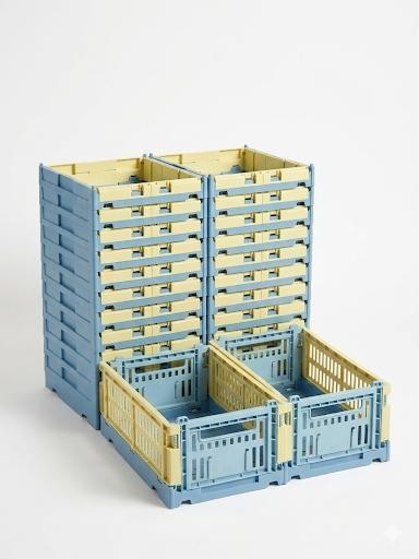 HAY Design Recycled Color Crate Storage Bins - Small Lot of 10 - Blue/Yellow NEW gallery