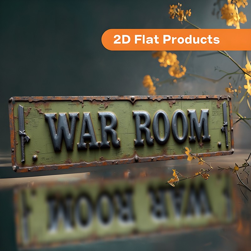 2D Vintage War Room Metal Sign Rusty Wall Board Game Decor Bars Cave Decorations gallery
