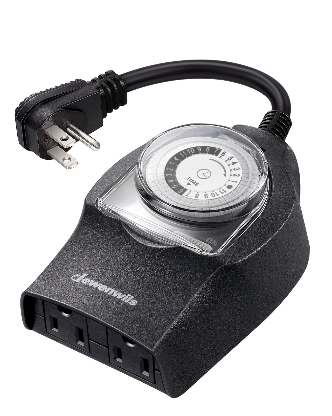 Mechanical Timer Switch for Outdoor Lights, Plug in, 15A Heavy Duty, 2 Outlets gallery