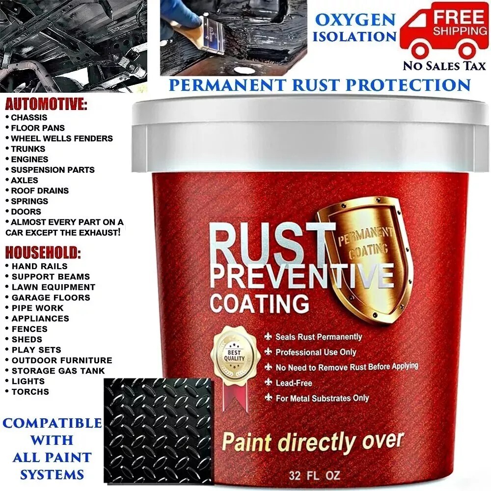 PERMANENT RUST CORROSION UV PROTECTION BLACK PAINT COATING AUTOMOTIVE HOME 32 OZ gallery