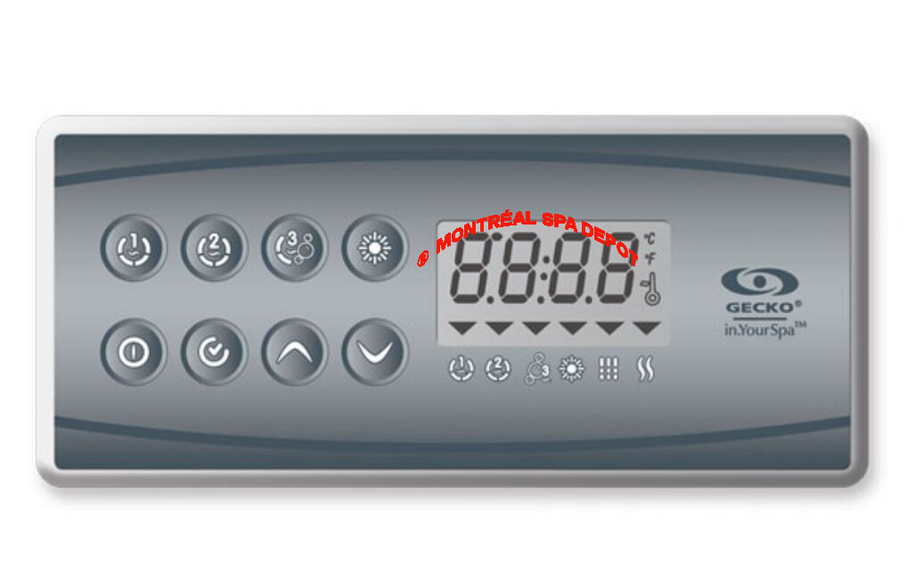 Dynasty spas IN.K85 keypad replacement by Gecko IN.K8 keypad 7 & 8 buttons model gallery