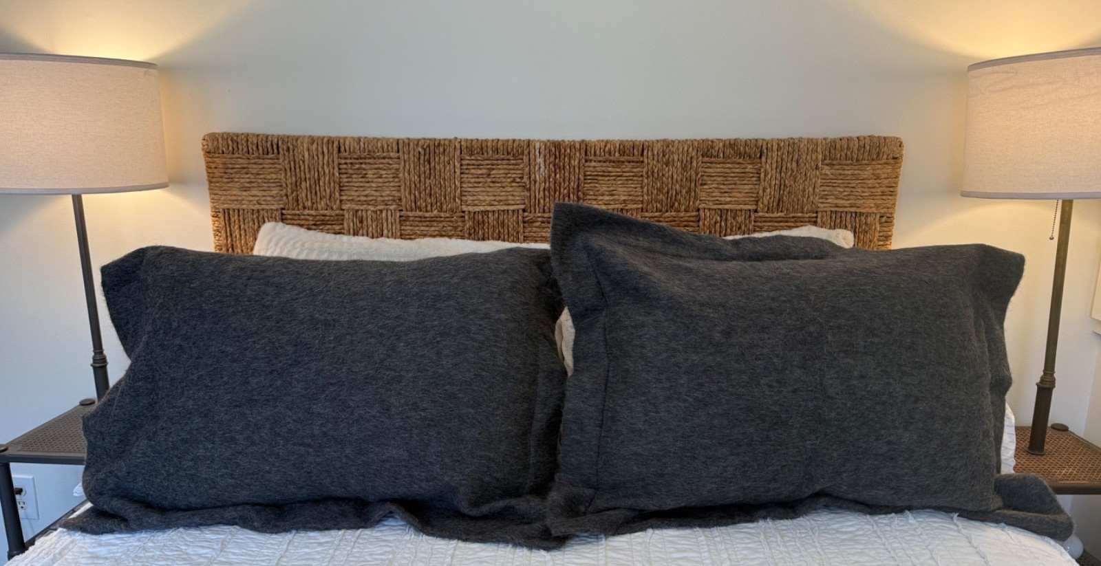 New 2 Gray Alpaca Wool Blend Pillow Shams Field Gear Home Collection gallery