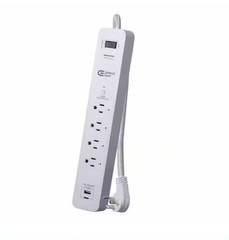 3 ft. 4-Outlet White Surge Protector Smart with USB Powered by Hubspace