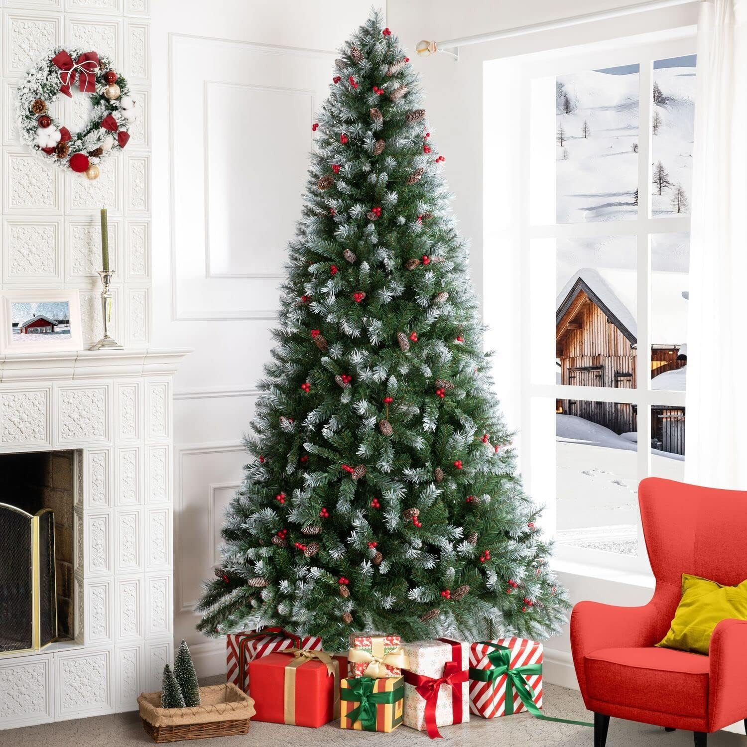 7 5Ft Snow Flocked Christmas Tree with Lights Realistic Spruce Christmas Tree wi gallery