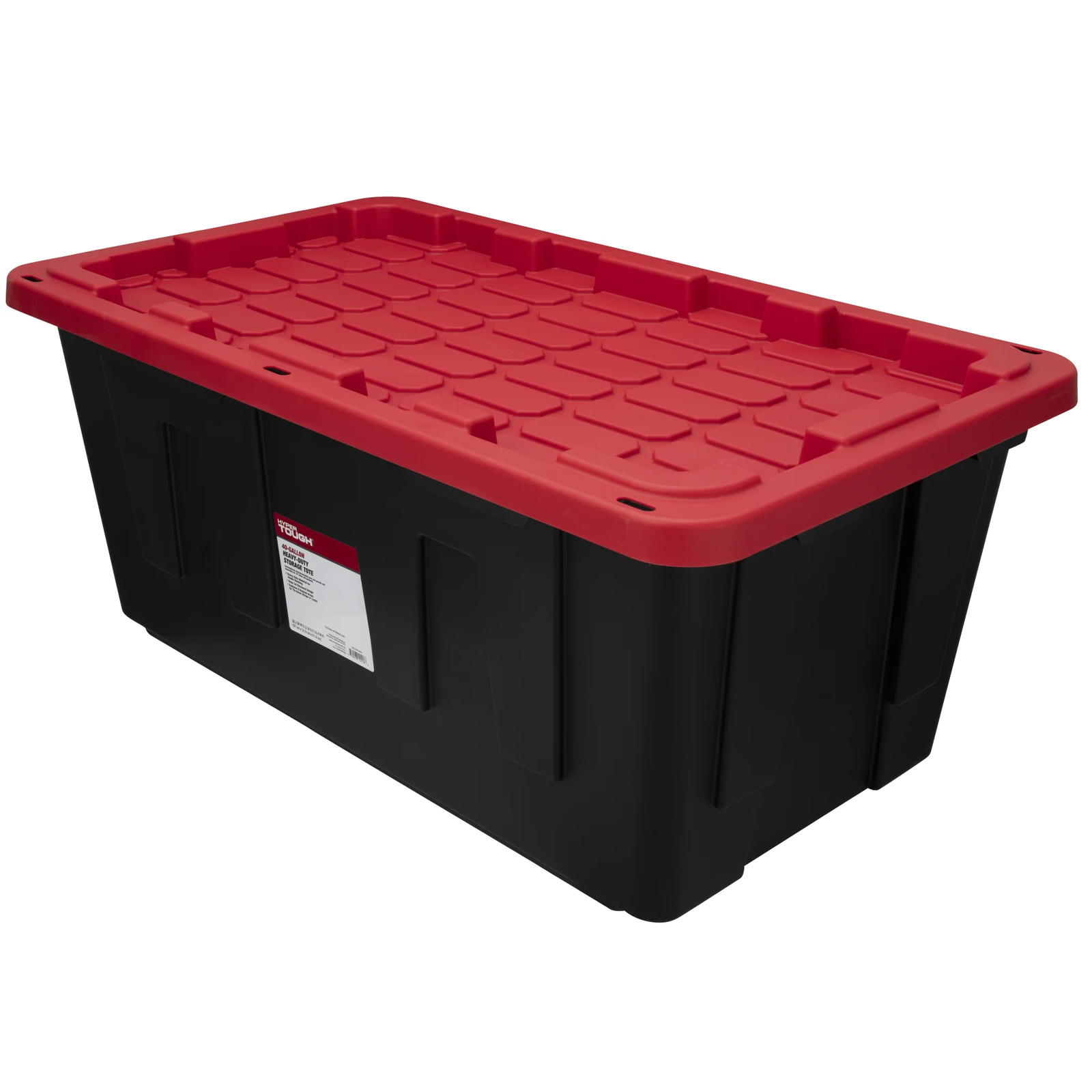 27-Gallon Plastic Storage Bin with Snap Lid, Black and Red gallery