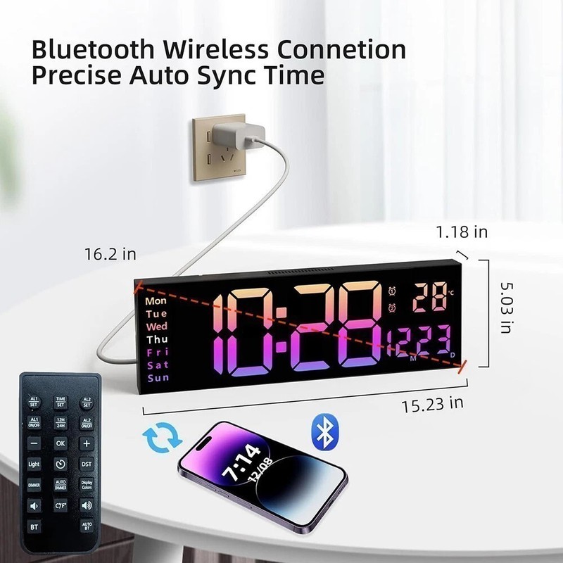 16 inch Large Digital Wall Clock Large Display LED Wall Clock Timer with Plug gallery