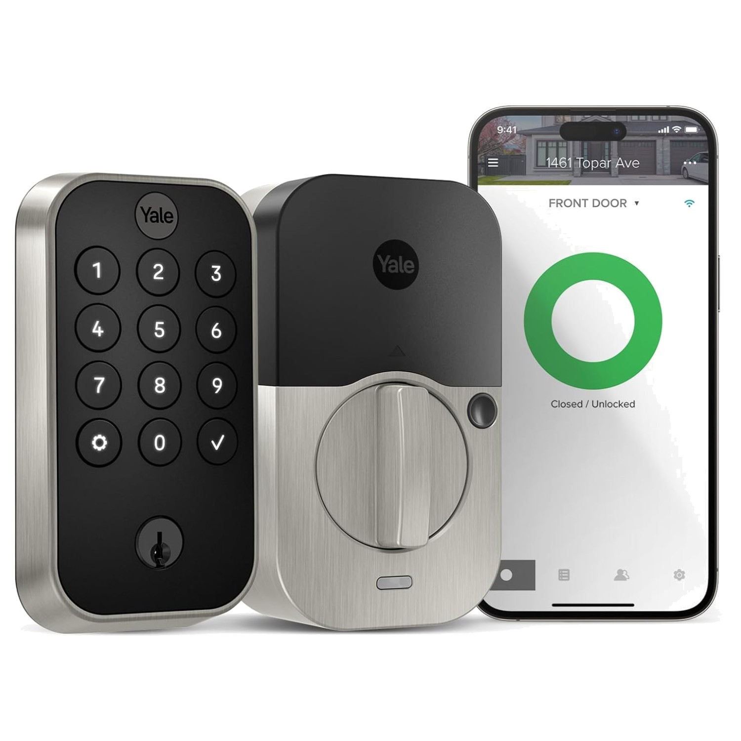 Smart Wi-Fi Connected Deadbolt, Satin Nickel - Keyless Entry & Remote Control gallery