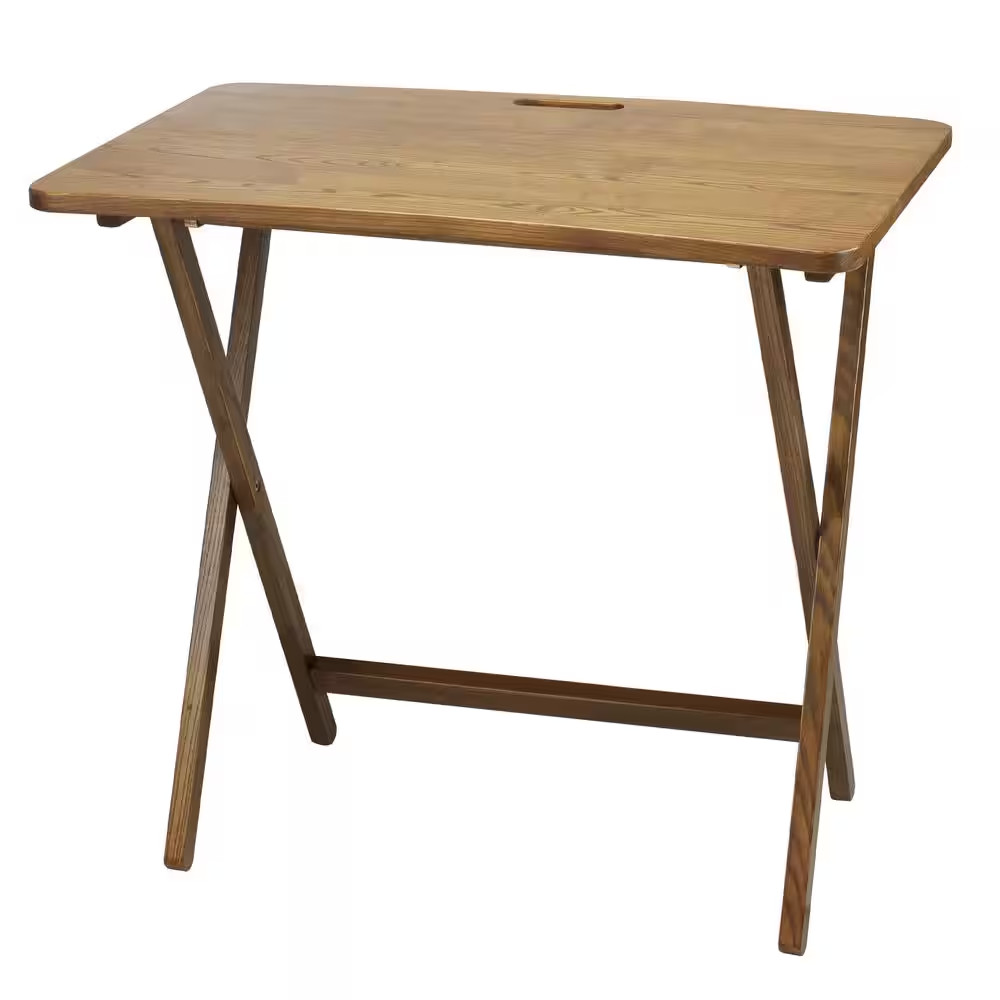 28 In. W Warm Brown New Color Solid Red Oak Wood Folding Table gallery