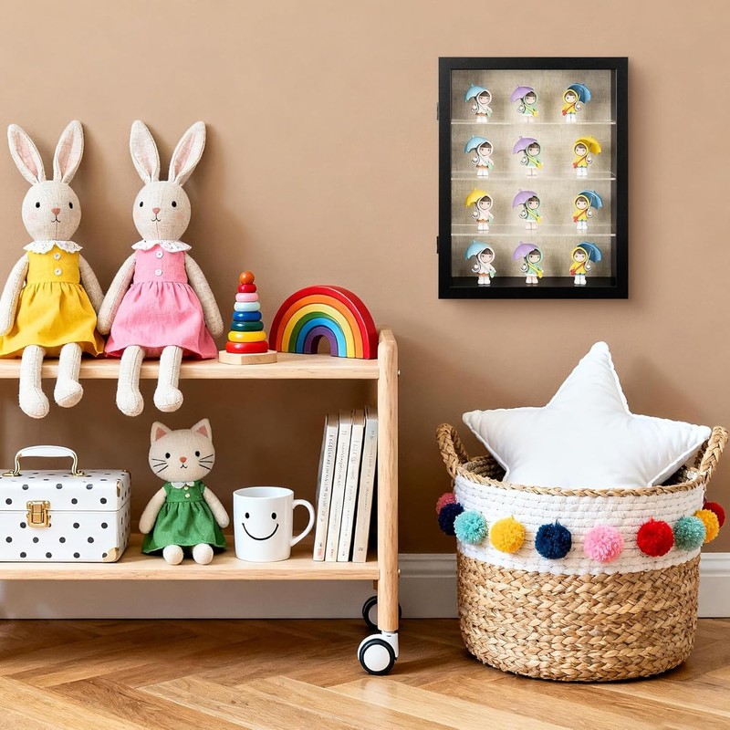 11x14 Shadow Box Display Cases Frame with Removable Clear Shelves Glass Door gallery