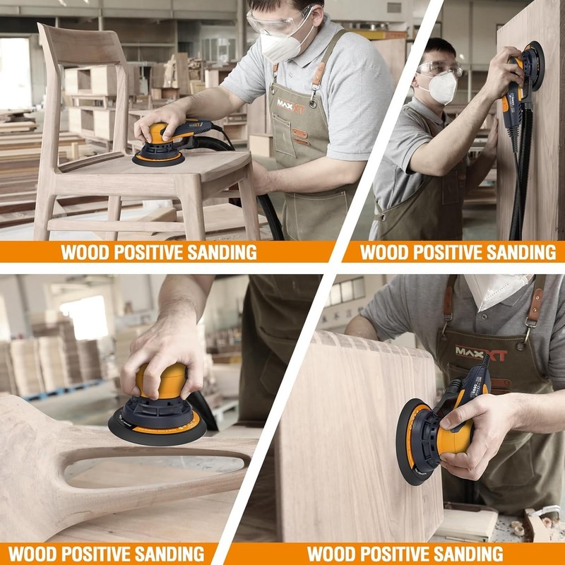 MAXXT Random Orbital Sander,brushless motor,5/6 inch pads,with tool case(orange) gallery