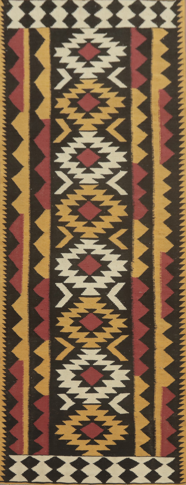 Traditional Tribal Geometric Wool Kilim Flat weave Runner Reversible Rug 3x10 gallery