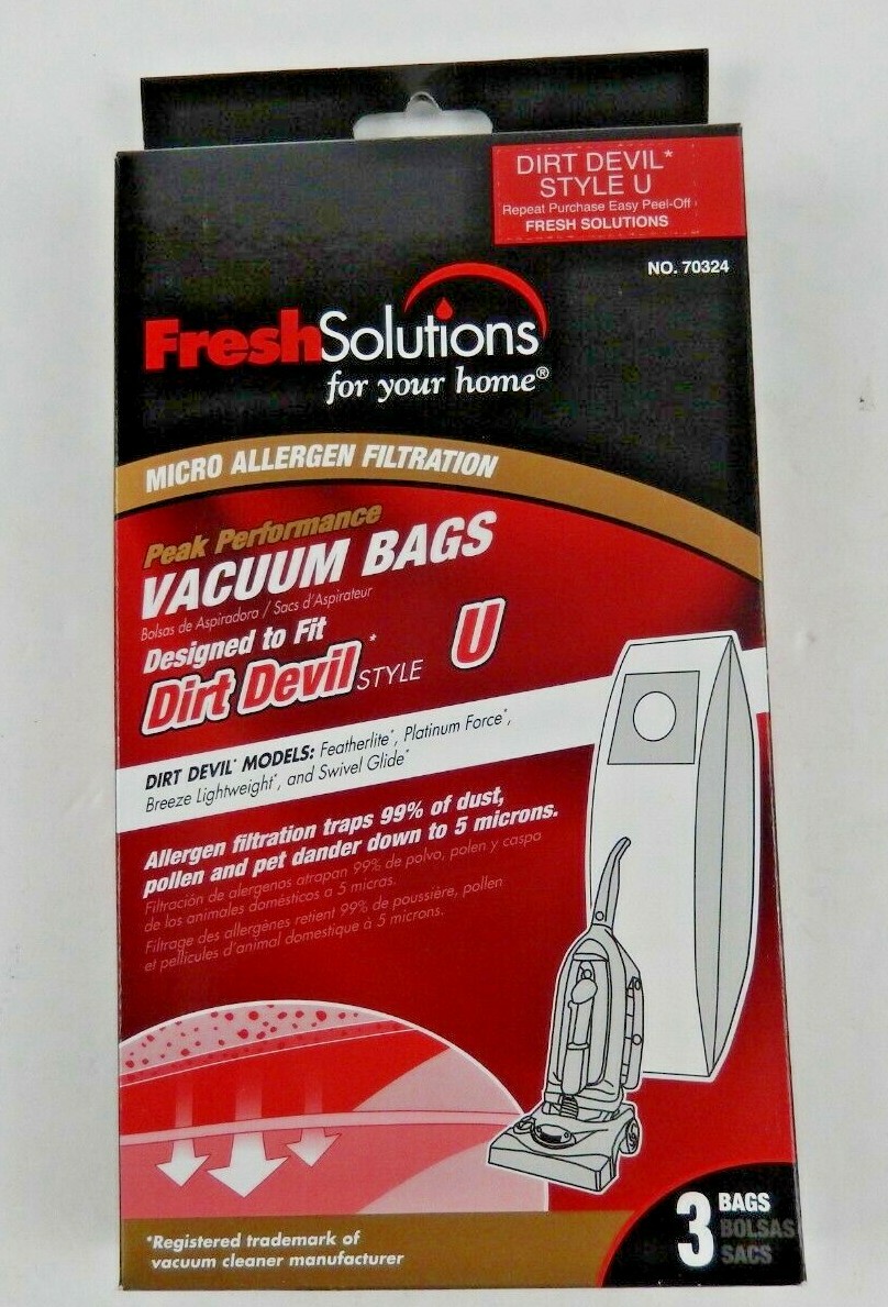 3 Pack Fresh Solutions Micro Allergen Dirt Devil Style U Vacuum Bags See Photo gallery