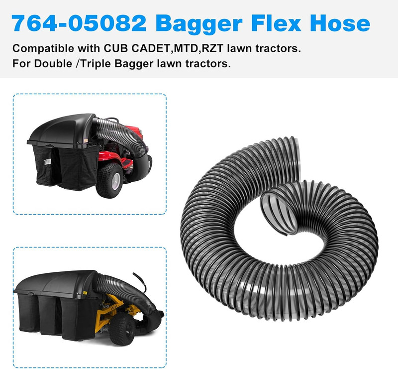 8"Width Lawn Leaf Vac Vacuum Grass Catcher Bagger Flexible 42" 46"Hose Universal gallery