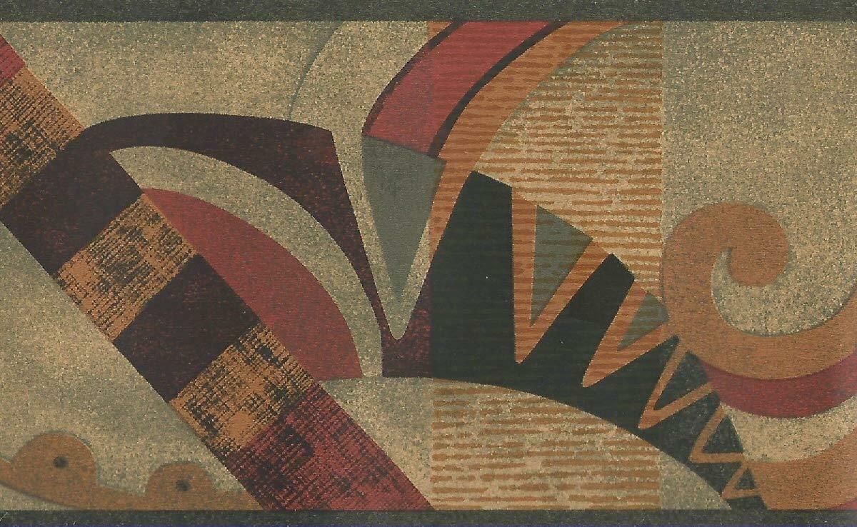 Contemporary Art Deco Rust Gold Black Modern Geometric Designed Wallpaper Border gallery