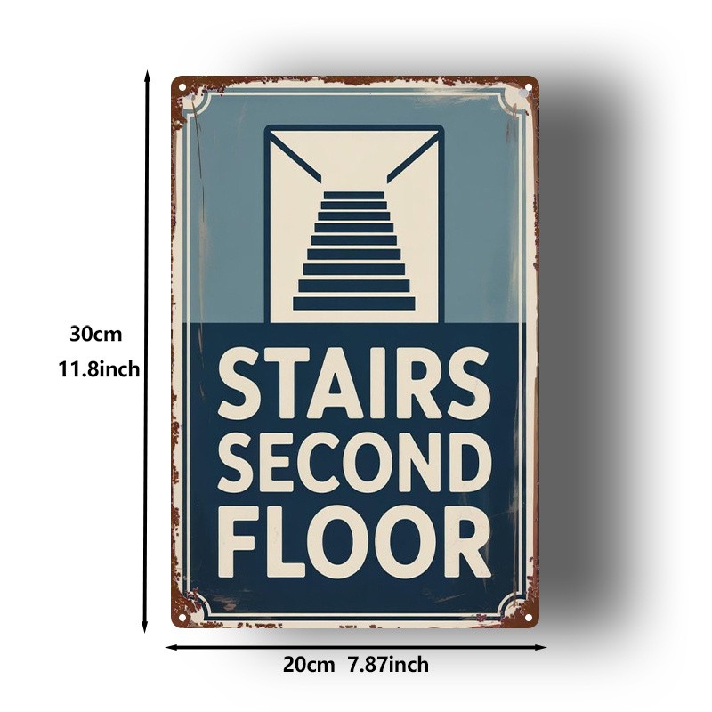 Stairs Second Floor Metal Sign Retro Directional Art for Hotel Office Building gallery