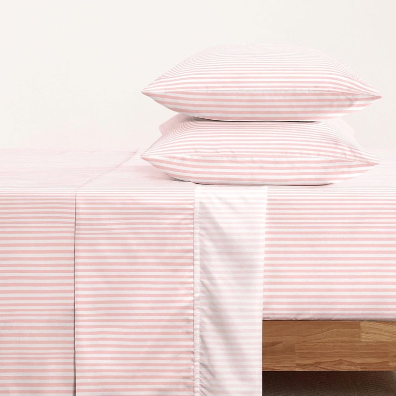 Wake In Cloud - Striped Bed Sheets, 4-Piece Sheet Set, Ticking Vertical Pin Stri gallery