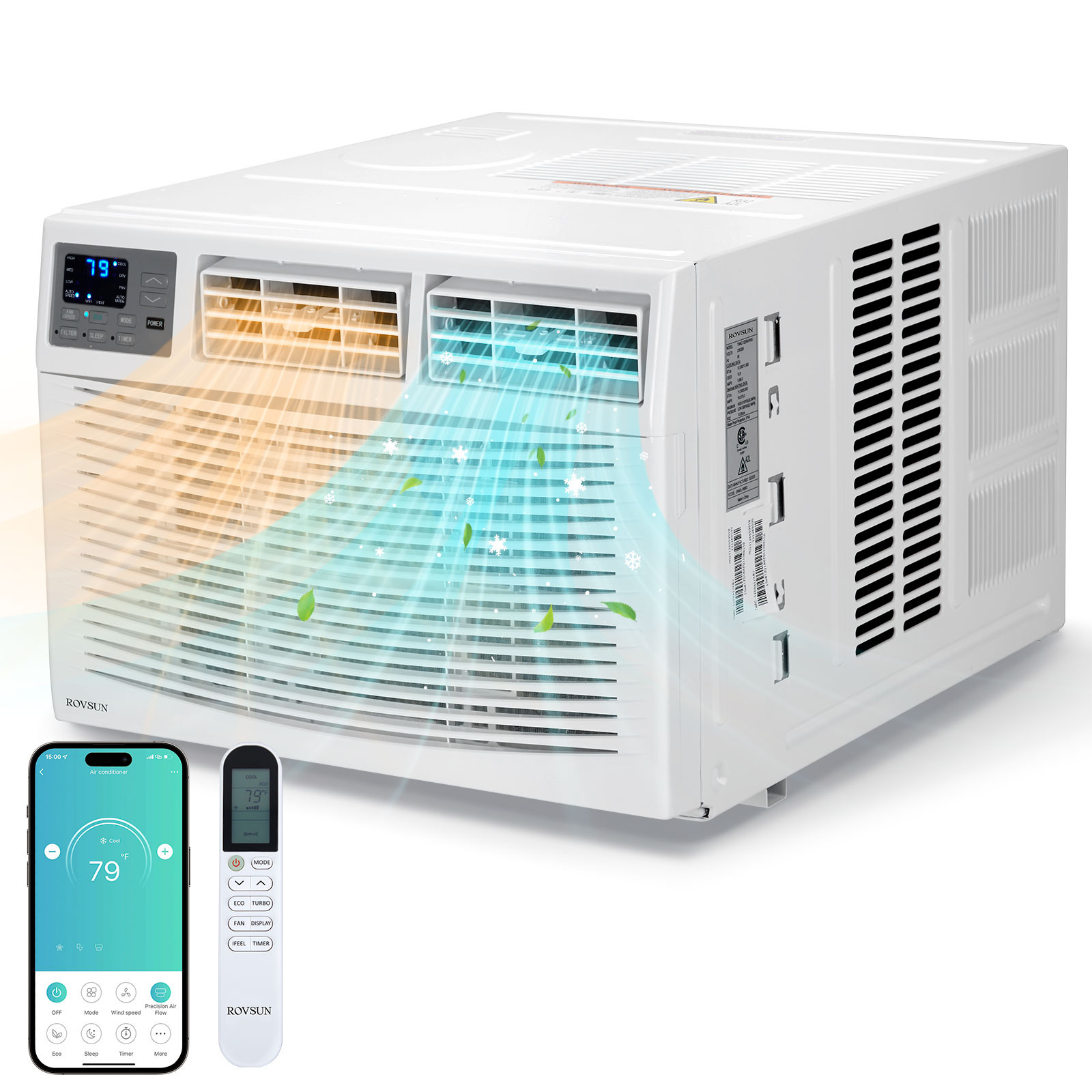 18000 BTU Window Air Conditioner with Remote, WIFI AC Unit & Heater Combo, 230V gallery