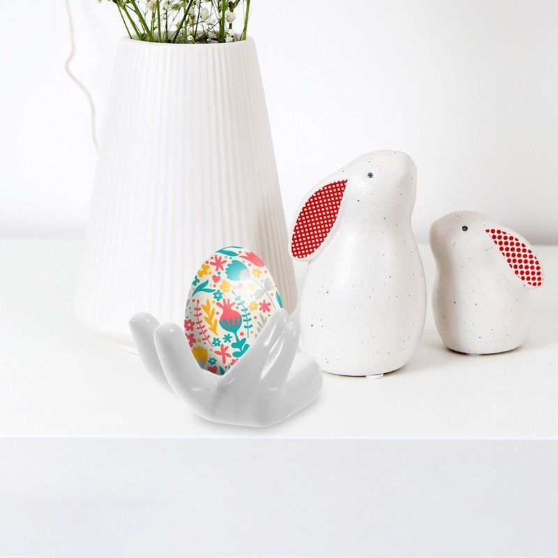 3 Pcs Easter Egg Cups Office Plant Holder Air for Home Ceramic Hand Shape gallery