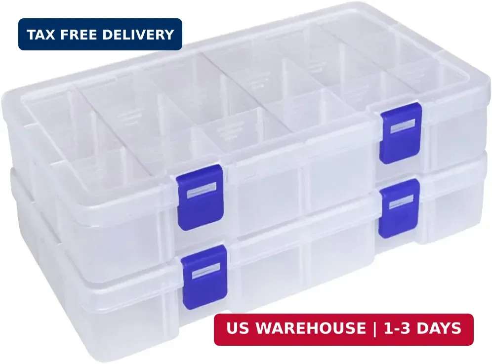 DUOFIRE Plastic Organizer Container Storage Box Adjustable Divider Removable Gri gallery