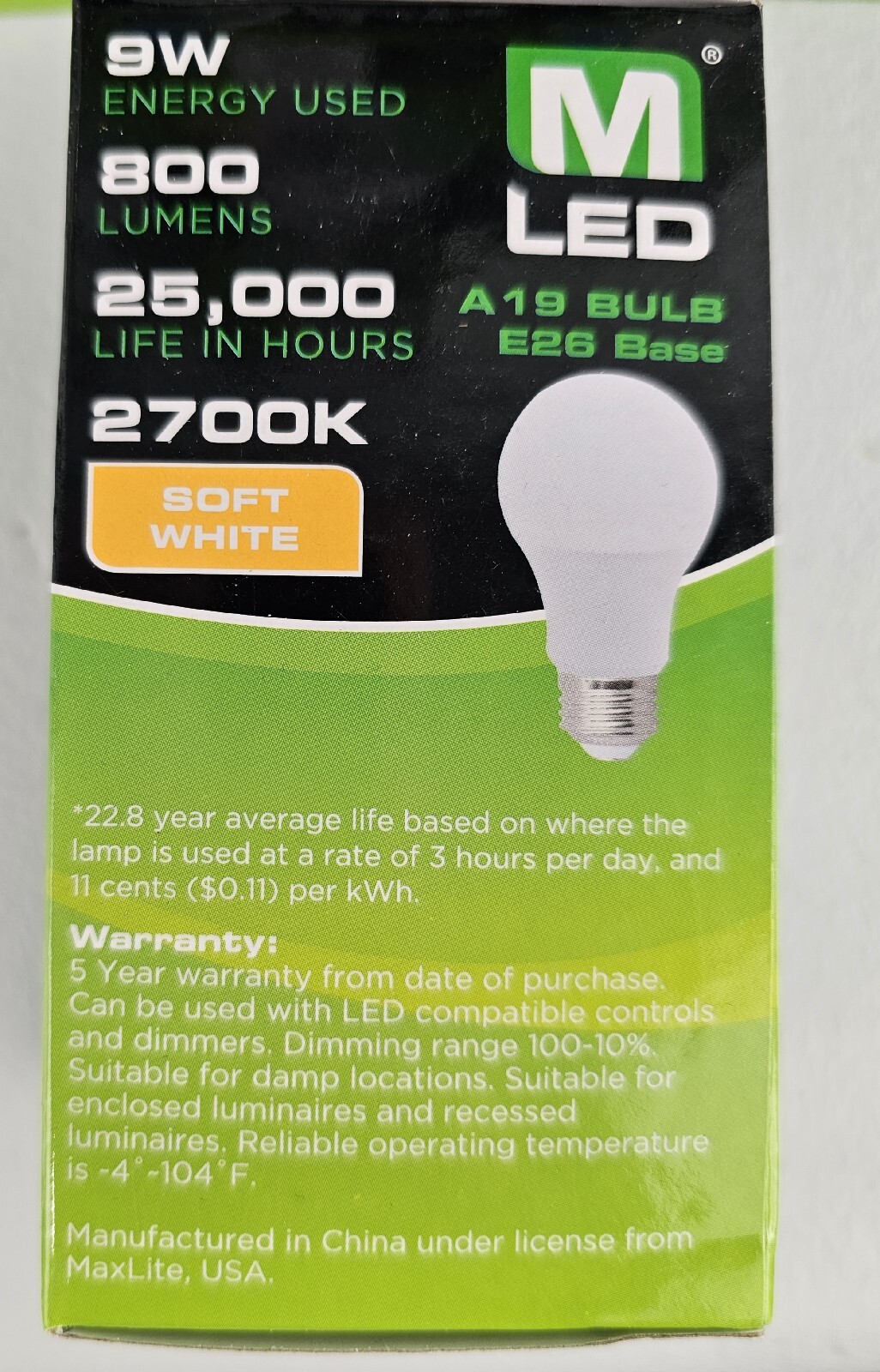 Lot 15 MAXLITE 60W Dimmable 2700K Soft White 800 Lumens 9W LED Replacement Bulbs gallery