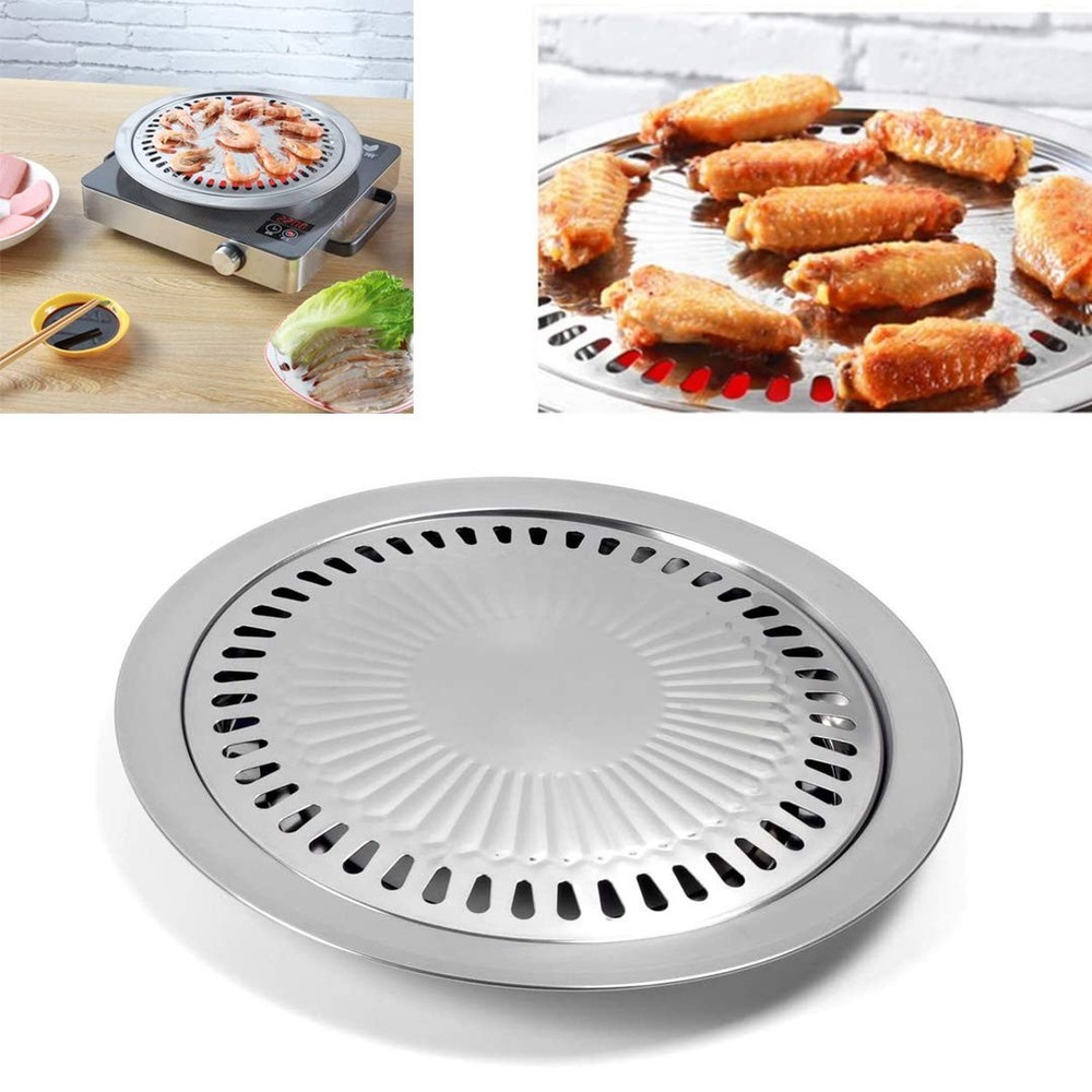 Saim Korean BBQ Grill Pan,Stainless Steel Non-Stick Roasting Smokeless Barbec...