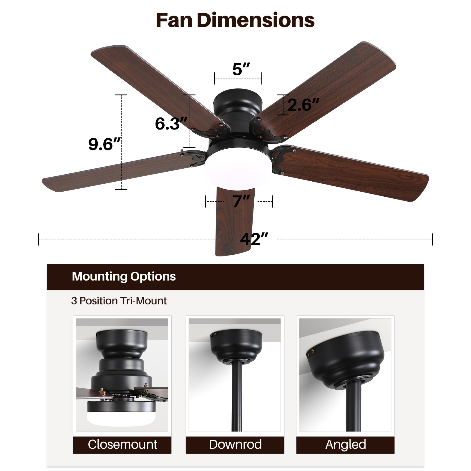 Modern Bedroom LED Ceiling Fan with Remote & Dual Finish Blades & Downrod Option gallery