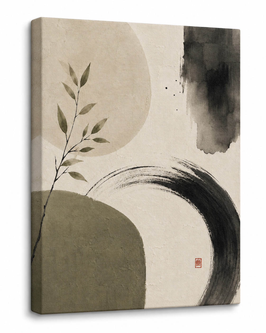 Neutral Botanical Abstract Canvas Wall Art Framed Wabi Sabi Minimalist Decor gallery