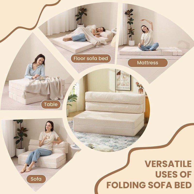 Folding Sofa Bed Convertible Sleeper Chair w/ Pilow Matress 2 in 1 Pull Out gallery