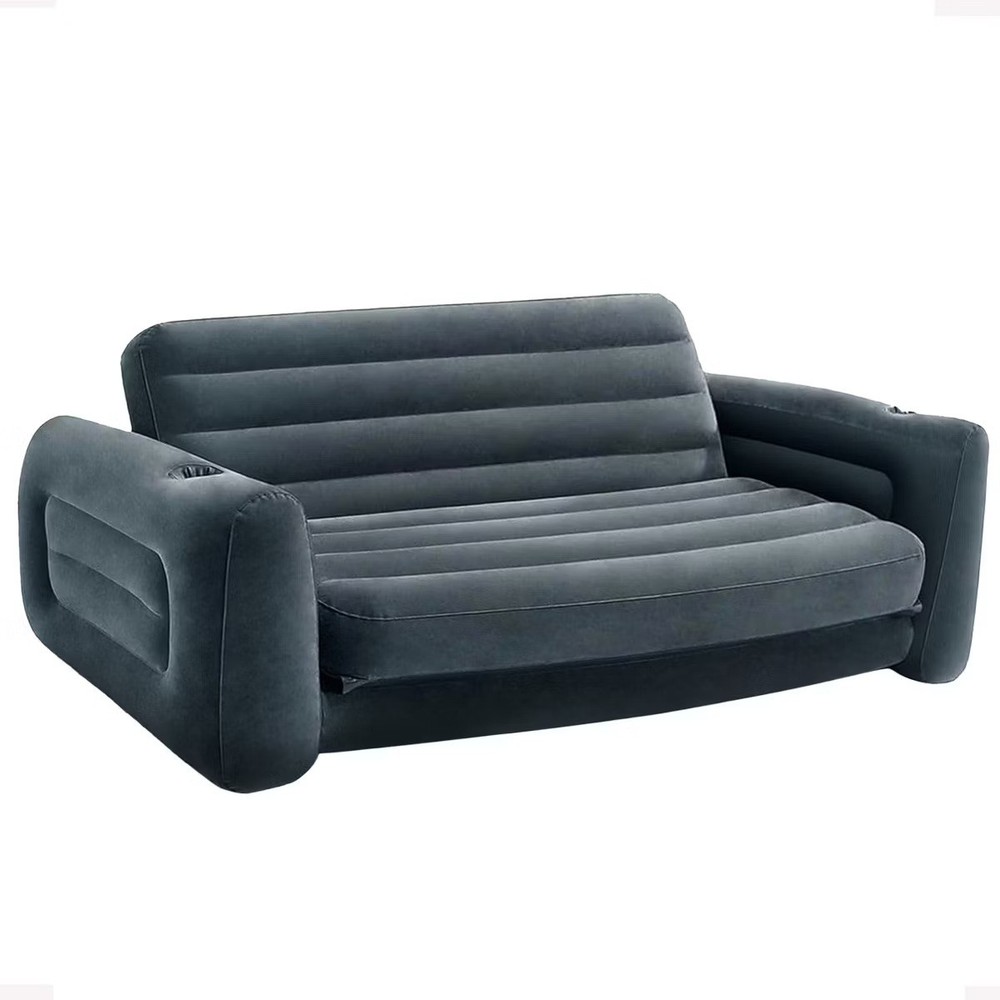 INTEX 66552EP Inflatable Pull-Out Sofa Built-in Cupholder Velvety Surface 2-in-1