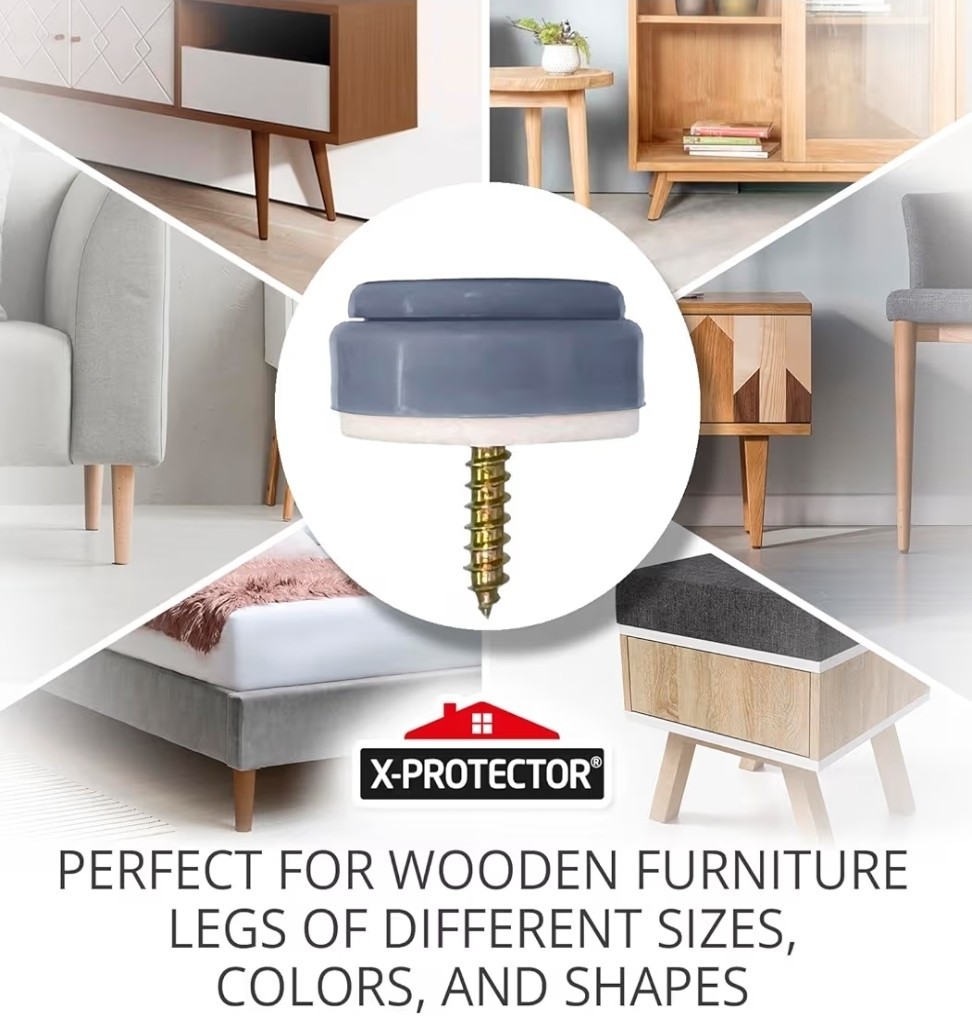 Chair Glides X-Protector – 1" -16 Pcs Screw-on Premium Chair Furniture Gliders gallery