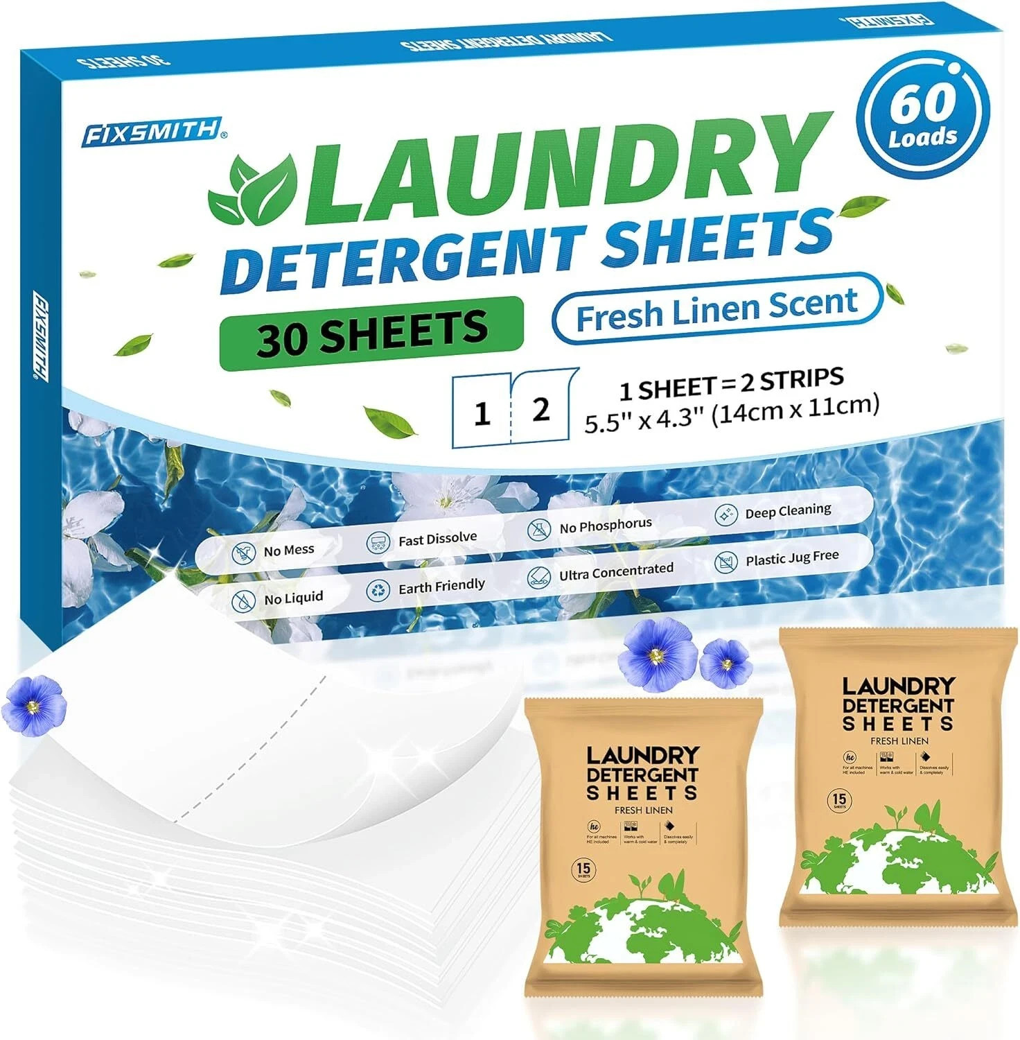 Laundry Detergent Sheets, 200 Loads Fresh Linen Scent Laundry Soap Washing No gallery
