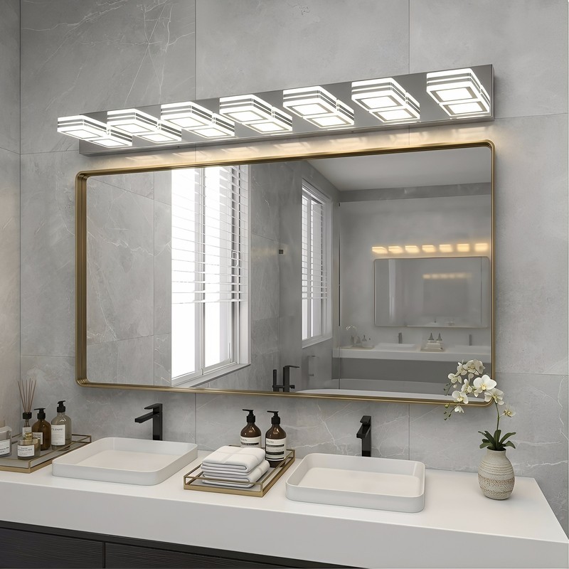 Chrome Dimmable LED Vanity Light 46 inch 7-Lights Wall Fixture Bathroom Mirror gallery