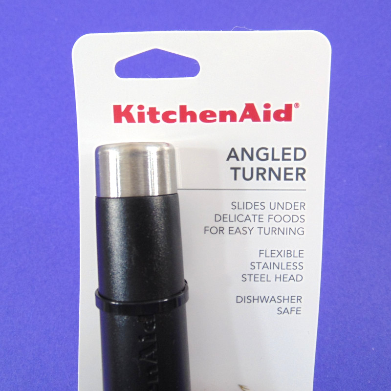 KitchenAid Angled Turner Thin Spatula Stainless Steel Slotted Black Handle New gallery
