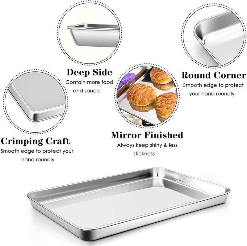 Large Baking Sheet P&P CHEF Stainless Steel Cookie Pan Tray Non Toxic 16x12x1" gallery