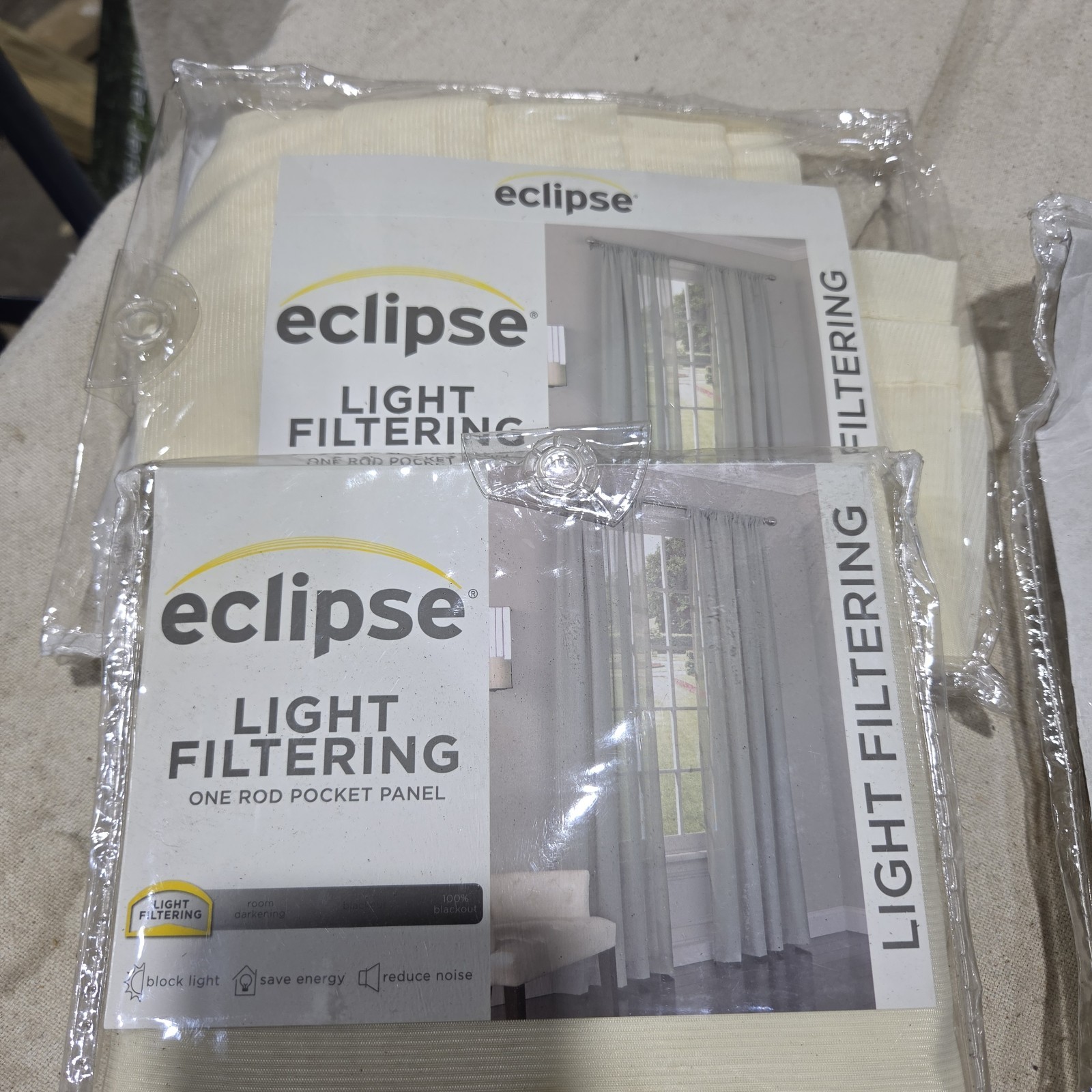 Eclipse Chelsea Light Filtering Rod Pocket Curtain Panel 52 x 95 Ivory Polyester gallery