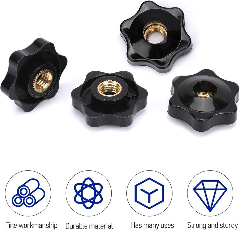 Brass & Plastic T Knobs Pack of 10 - 1/4-20 Hexagon Head for Quick Adjustments gallery