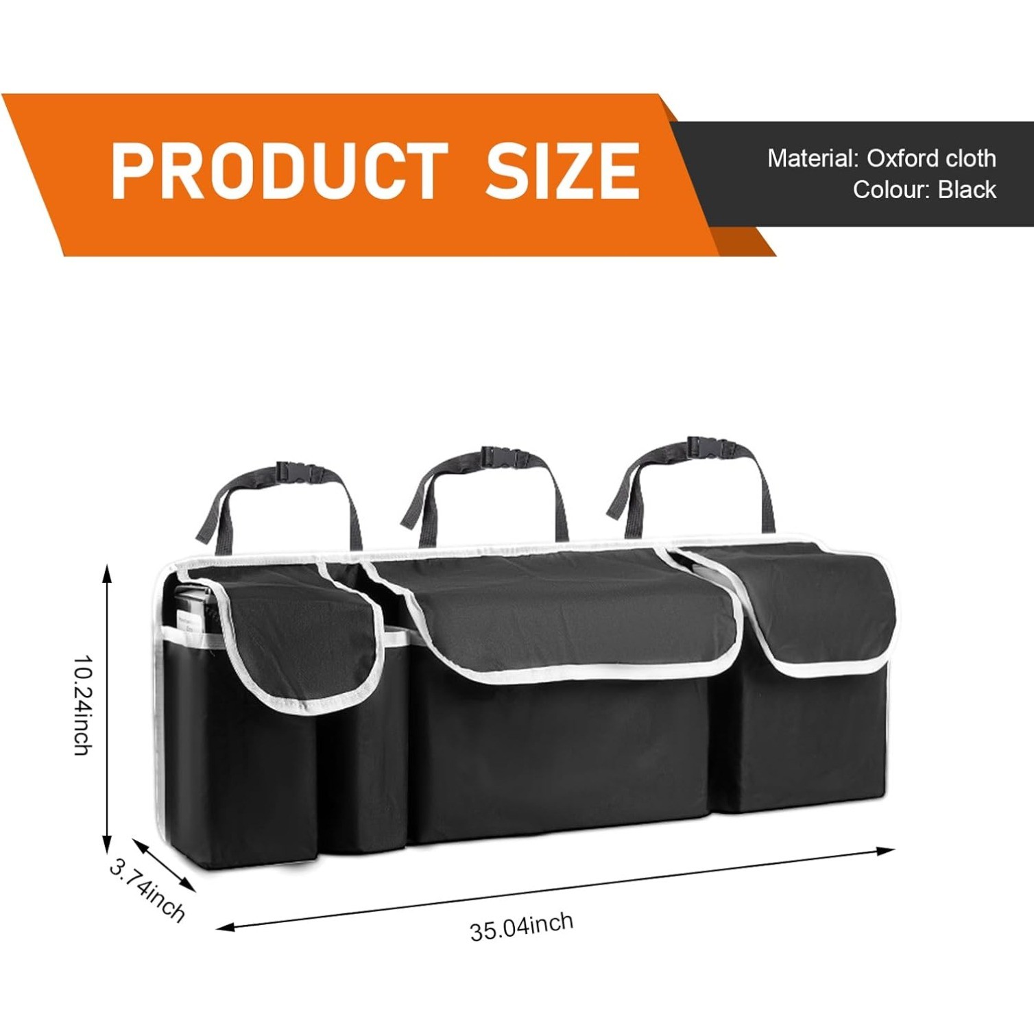 Car Trunk Organizer Waterproof Hanging Storage Bag Large Pockets Universal Black gallery