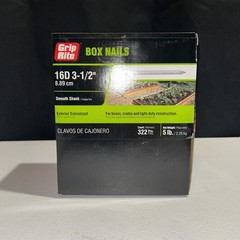 Grip-rite Exterior Galvanized Box Nails 16D 3-1/2” Smooth Shank 5 lb. Box 322 Pc