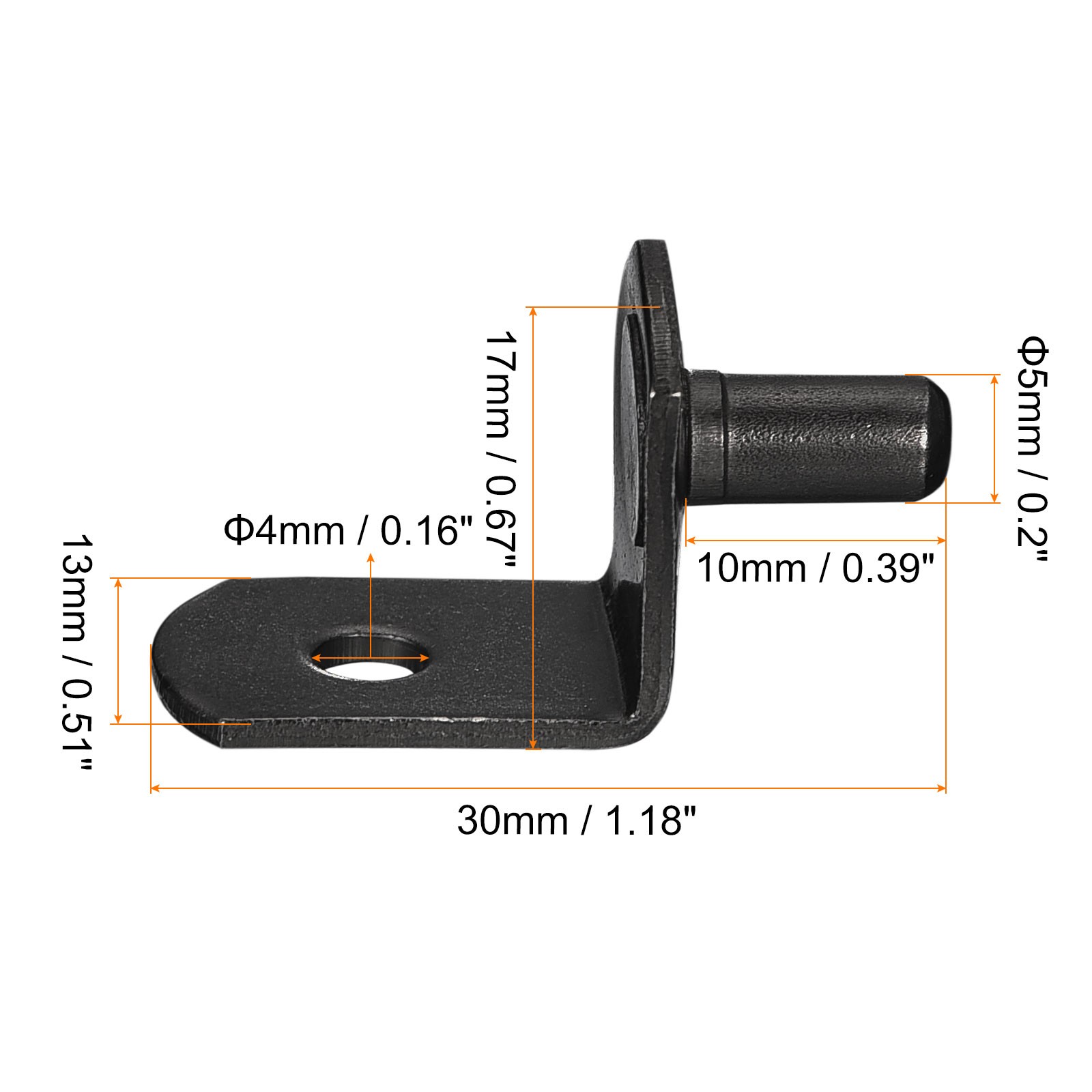 25pcs Shelf Support Pegs 5mm(1/5") L-Shaped Bracket Pegs Shelf Pin Black gallery