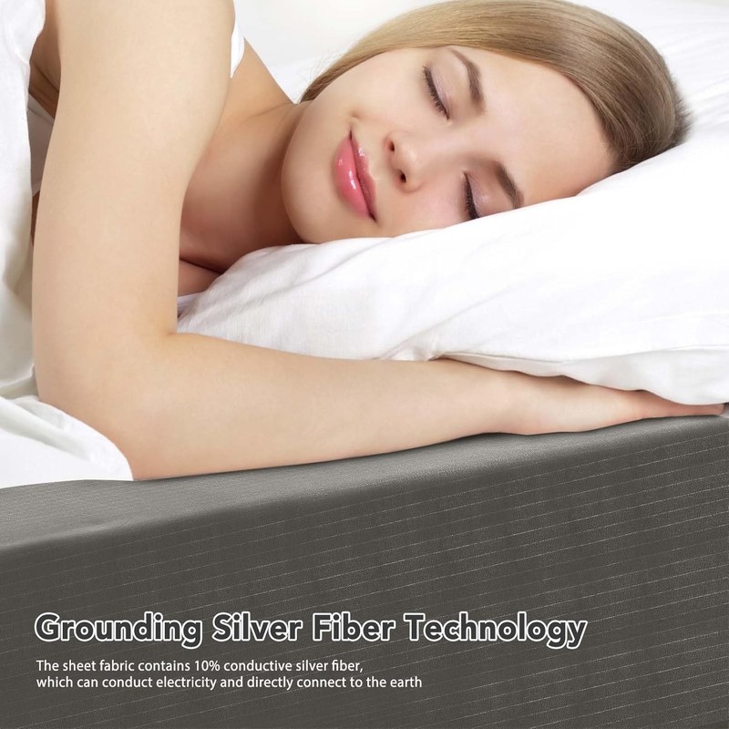 King Size Grounding Sheets - Organic Cotton & Silver Fiber, Deep Grey 80x78 gallery