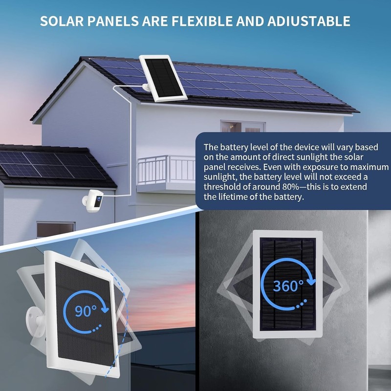 Solar Panel for Ring Camera(2nd Generation) Dustproof Waterproof 5W Solar Panel gallery