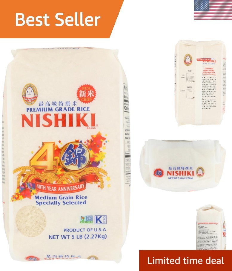 Authentic Nishiki Medium Grain Rice, 80oz - Perfect for Sushi & Stir-Fries gallery