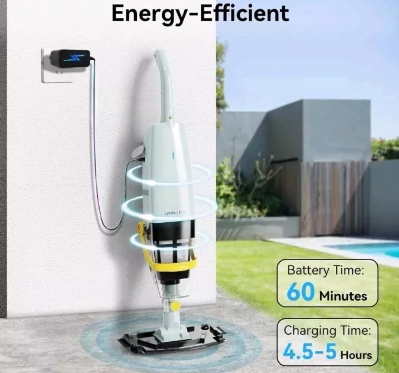 Lydsto Cordless Handheld Pool Vacuum with Telescopic Pole, Cordless Model S1 gallery