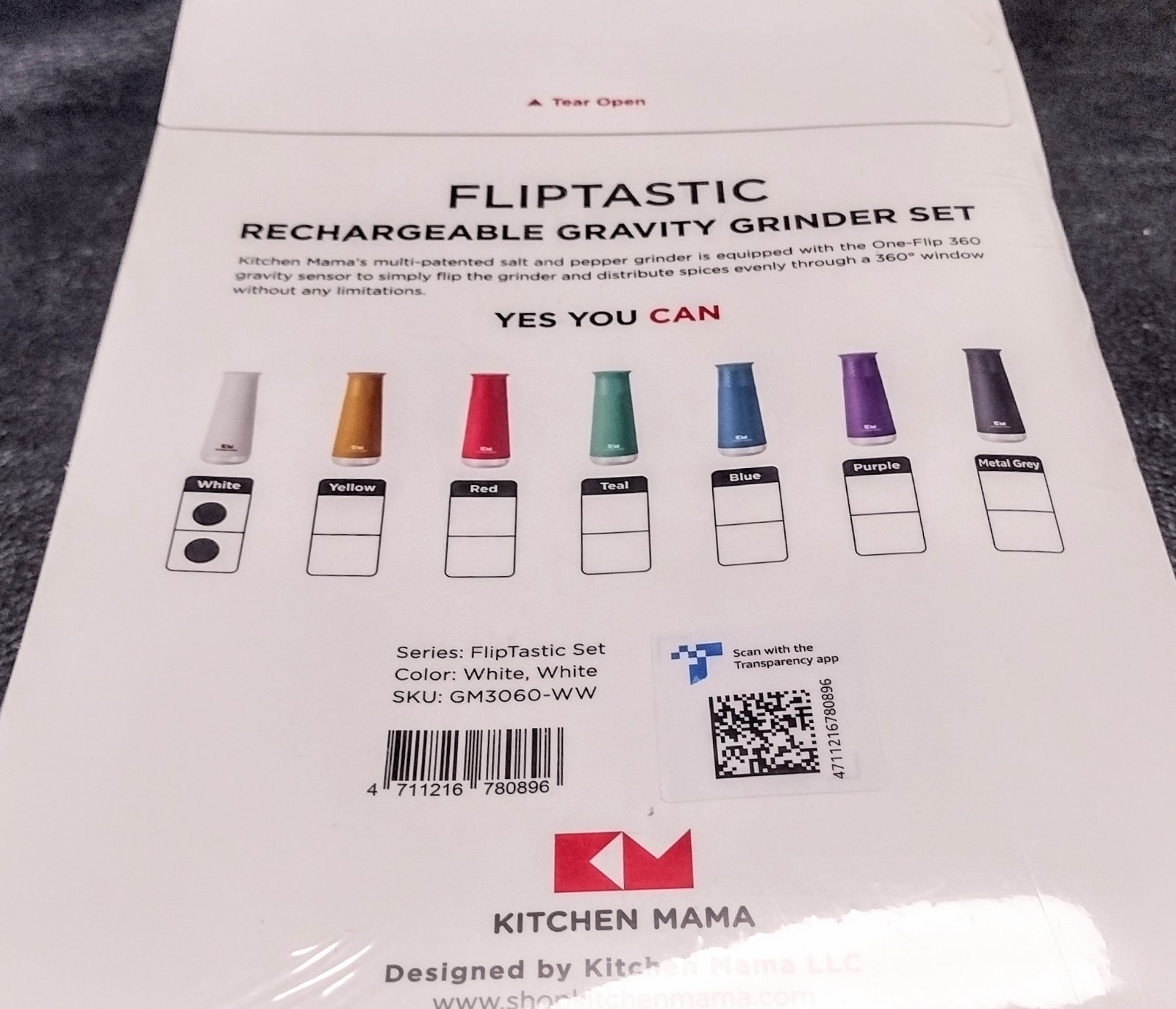 New Sealed Kitchen Mama Fliptastic Rechargeable Gravity Grinder Set (White) gallery