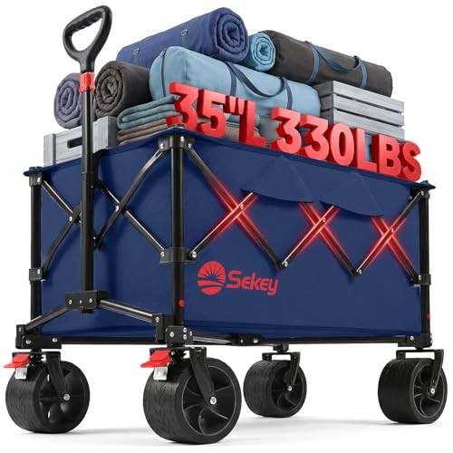 150L Wagons Carts Foldable with Big All-Terrian Beach Wheels, Royal Blue gallery