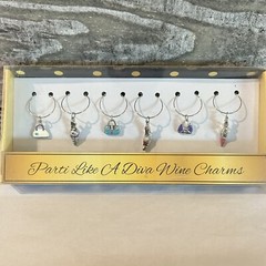 TUTTI PARTI Parti Like A Diva Wine Charms (set Of 6) New.